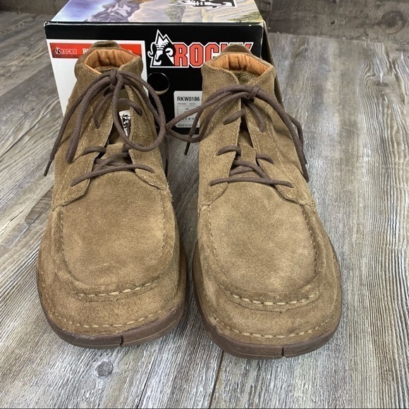 Rocky Brown Leather Lace Up Moc Toe Boots SZ 9 - Picture 6 of 9